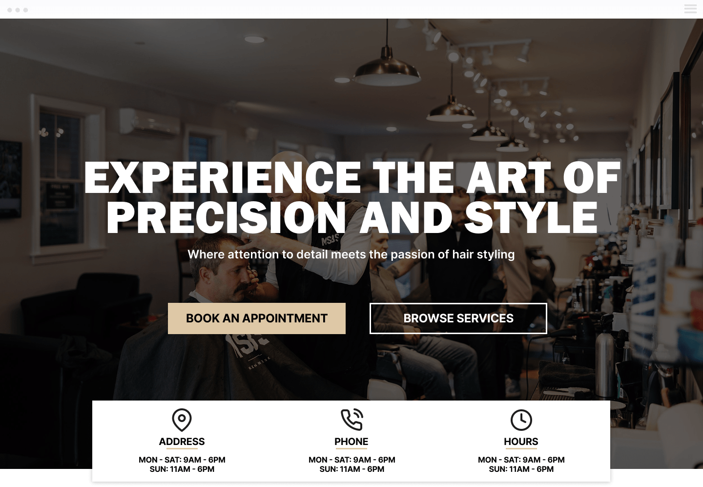 Barber Shop Business Website Background Preview