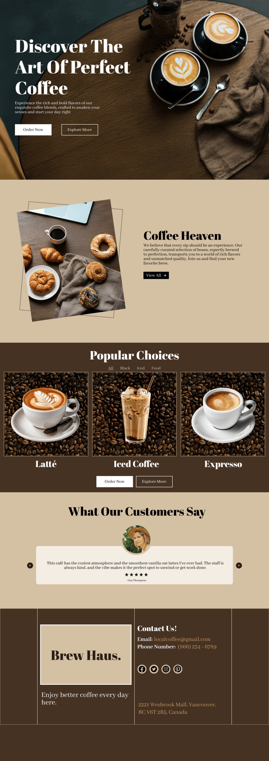 Local Coffee Shop Website Preview