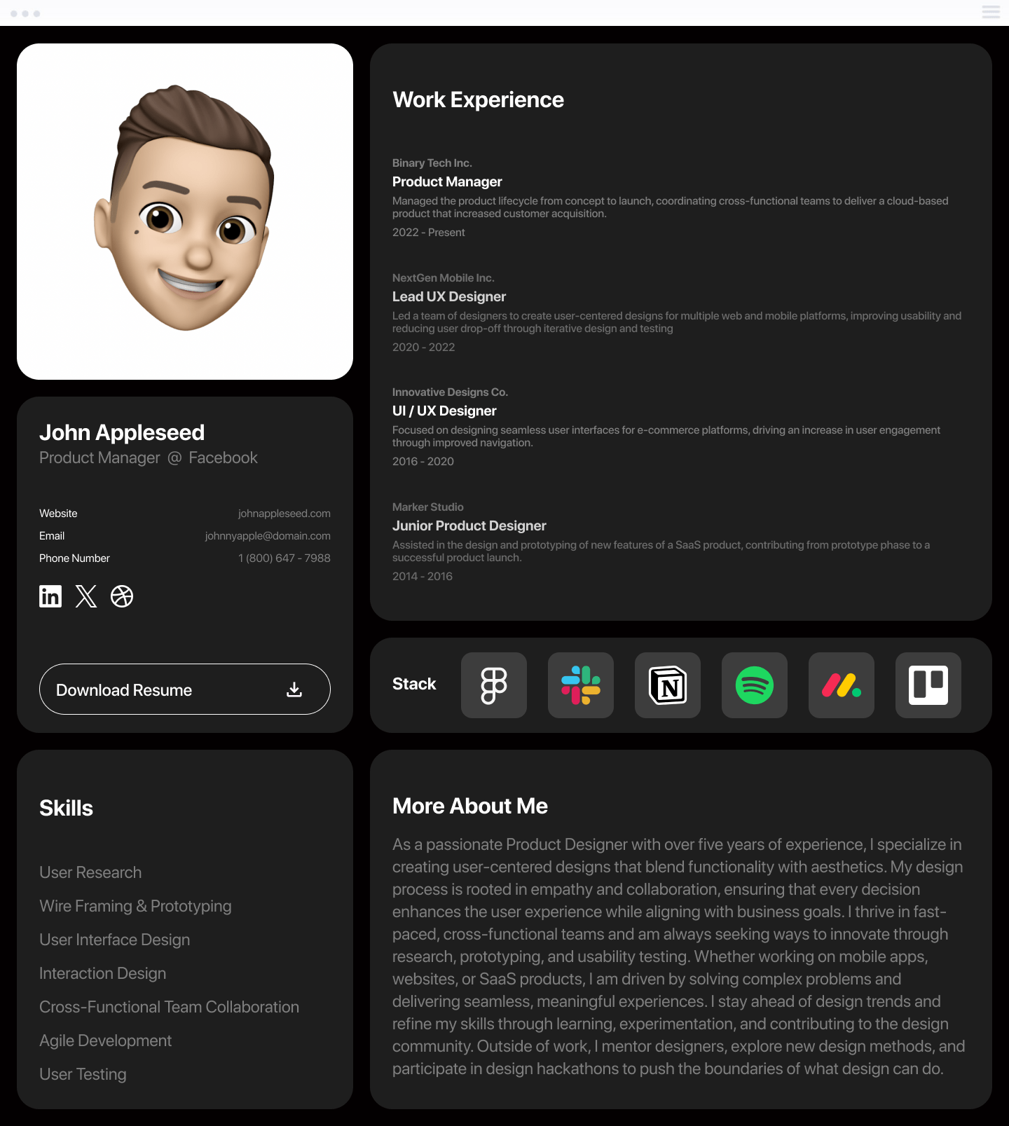 Resume Website Background Preview